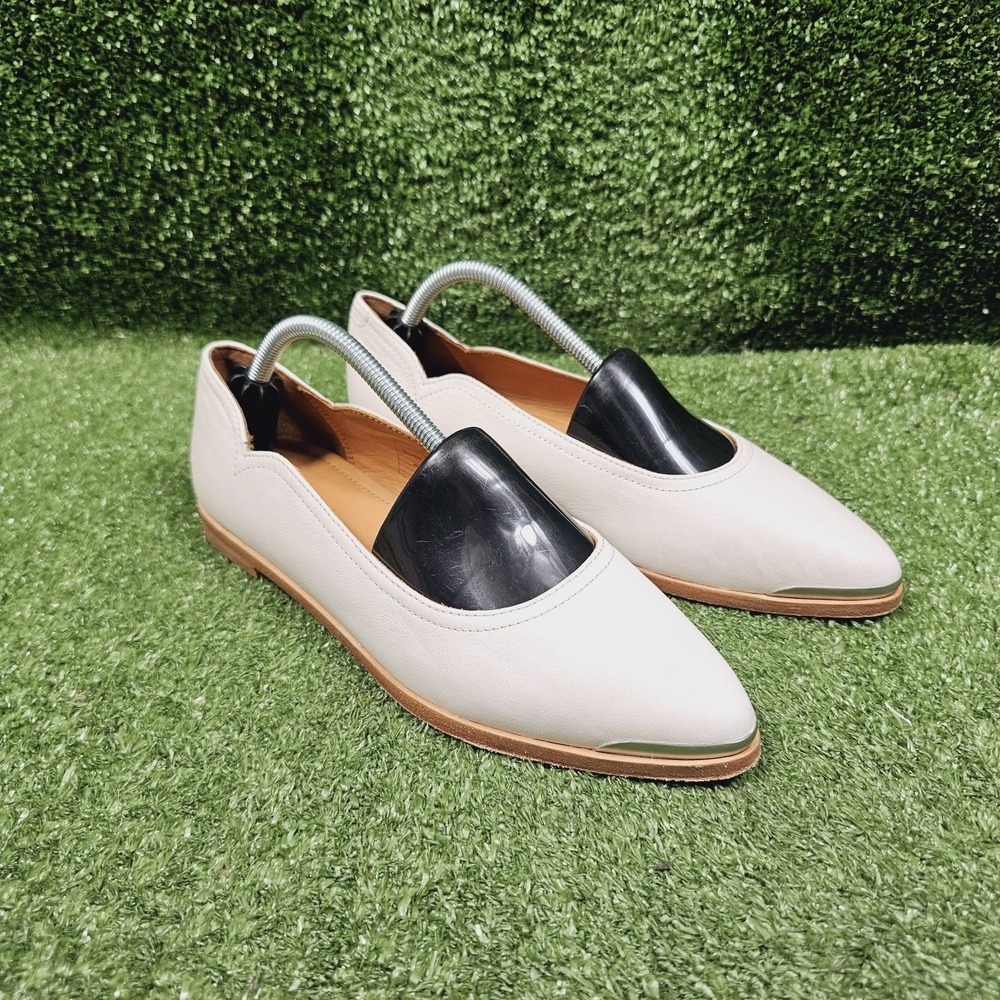 Tecovas The Misty Bone Cowhide Leather Almond Toe Flats Womens Size US 7.5 B